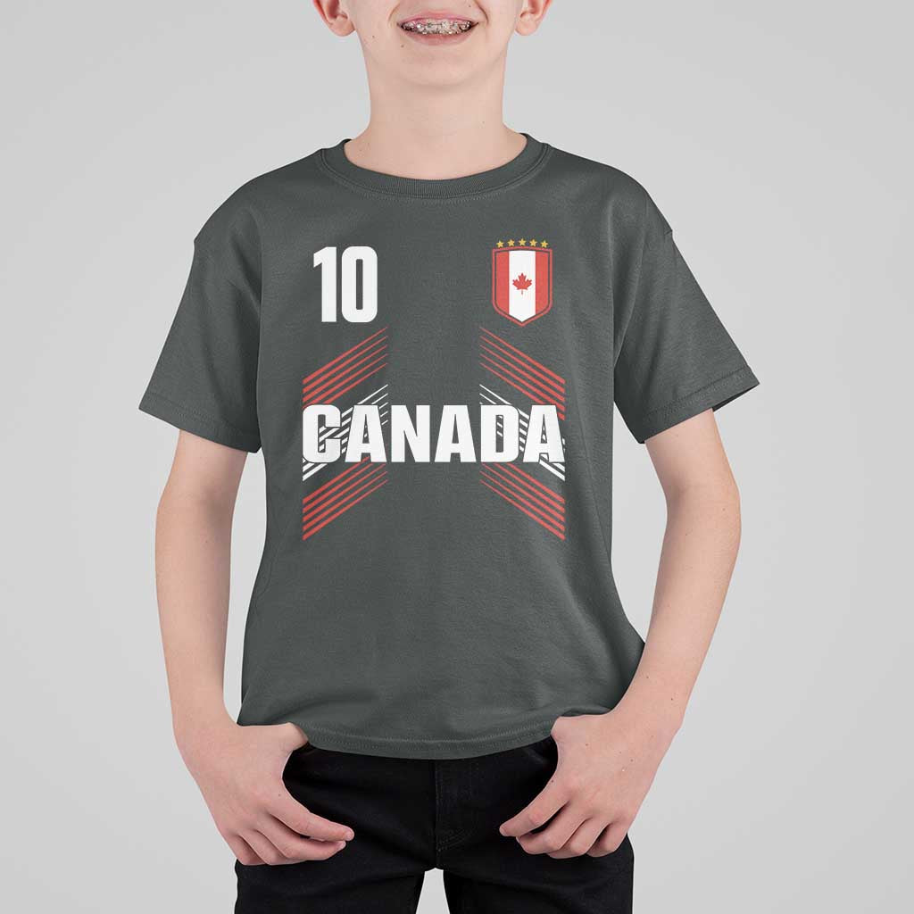 Canada Soccer Sports Graphic Number 10 Jersey Style T Shirt For Kid Proud Canadian Football Fans Game Day Pride