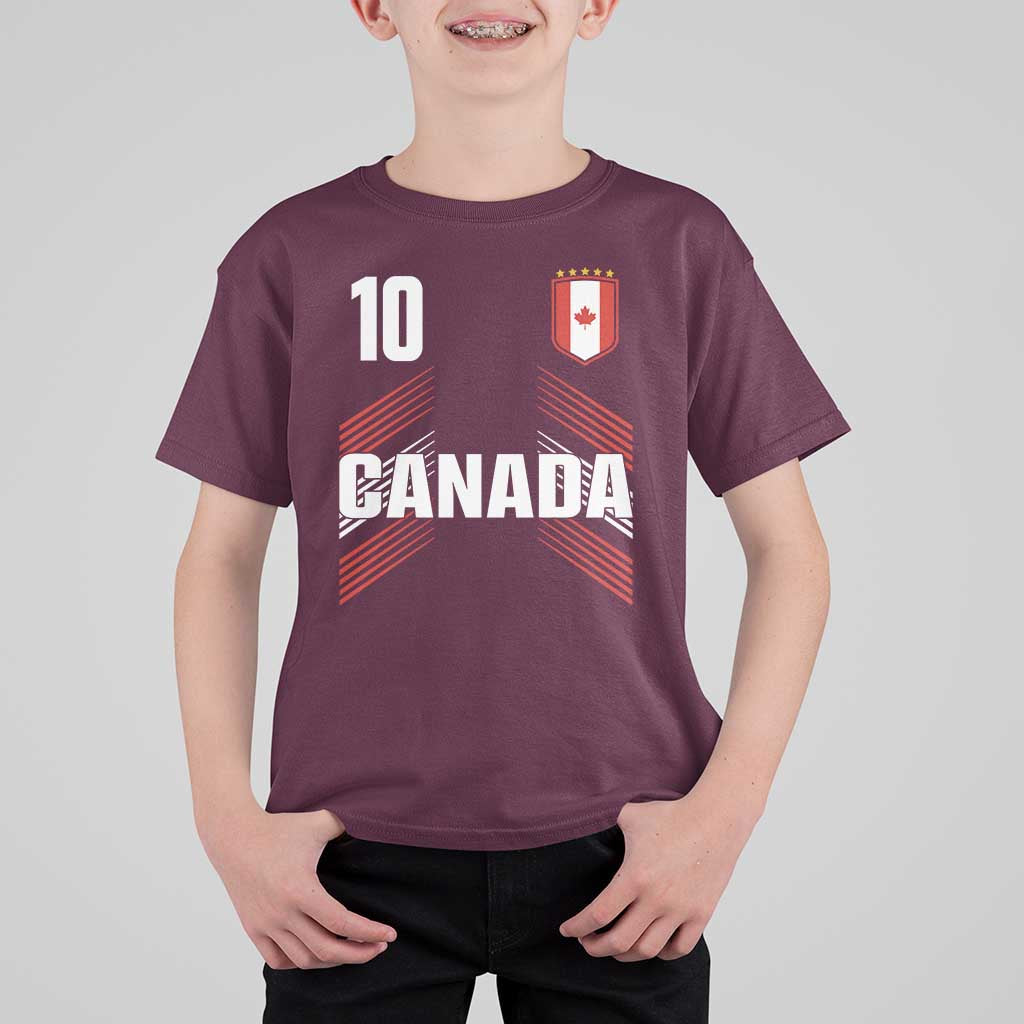 Canada Soccer Sports Graphic Number 10 Jersey Style T Shirt For Kid Proud Canadian Football Fans Game Day Pride