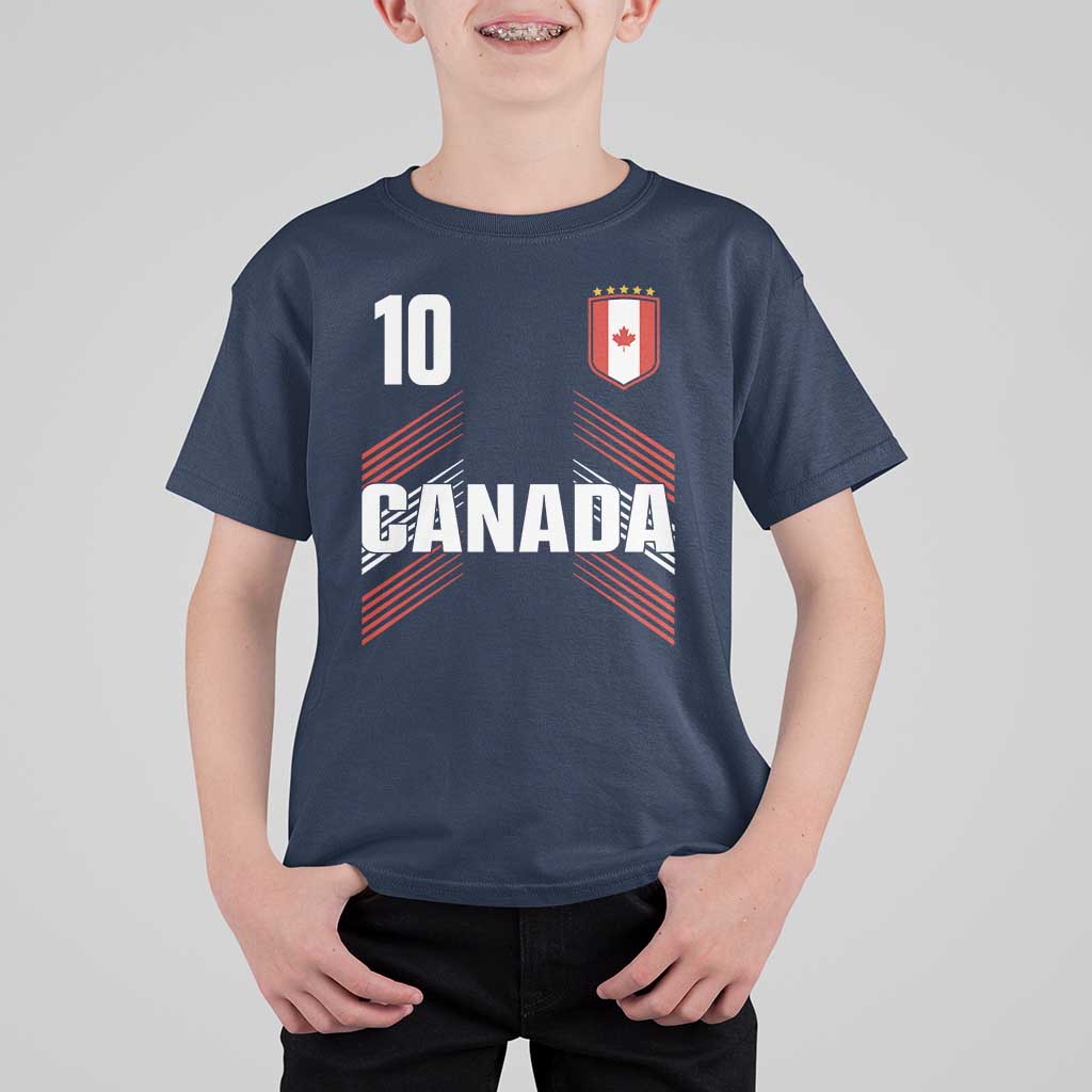Canada Soccer Sports Graphic Number 10 Jersey Style T Shirt For Kid Proud Canadian Football Fans Game Day Pride