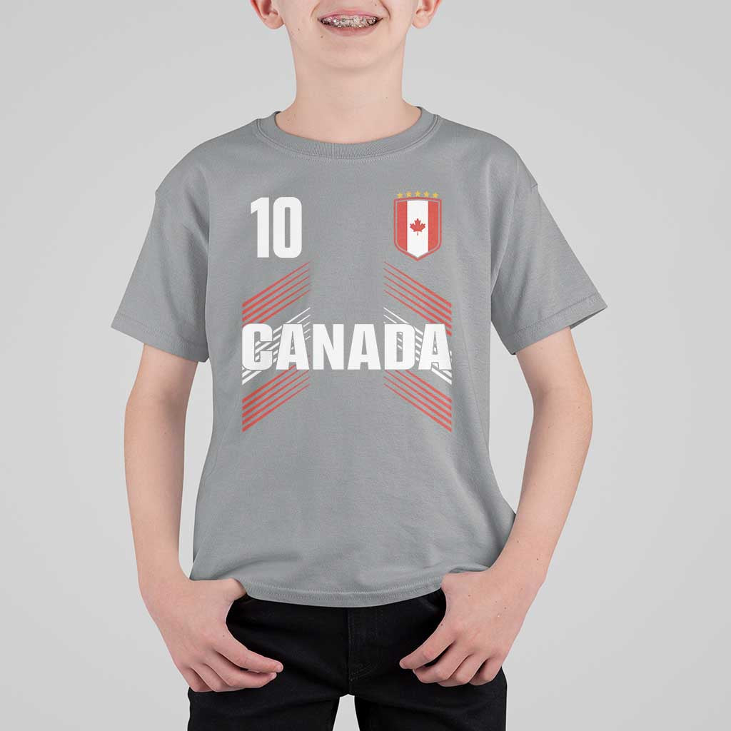 Canada Soccer Sports Graphic Number 10 Jersey Style T Shirt For Kid Proud Canadian Football Fans Game Day Pride