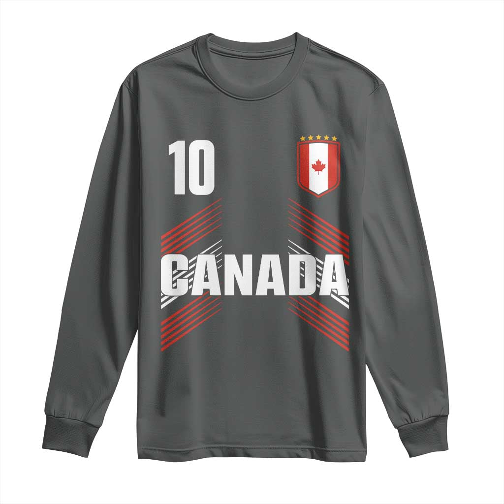 Canada Soccer Sports Graphic Number 10 Jersey Style Long Sleeve Shirt Proud Canadian Football Fans Game Day Pride