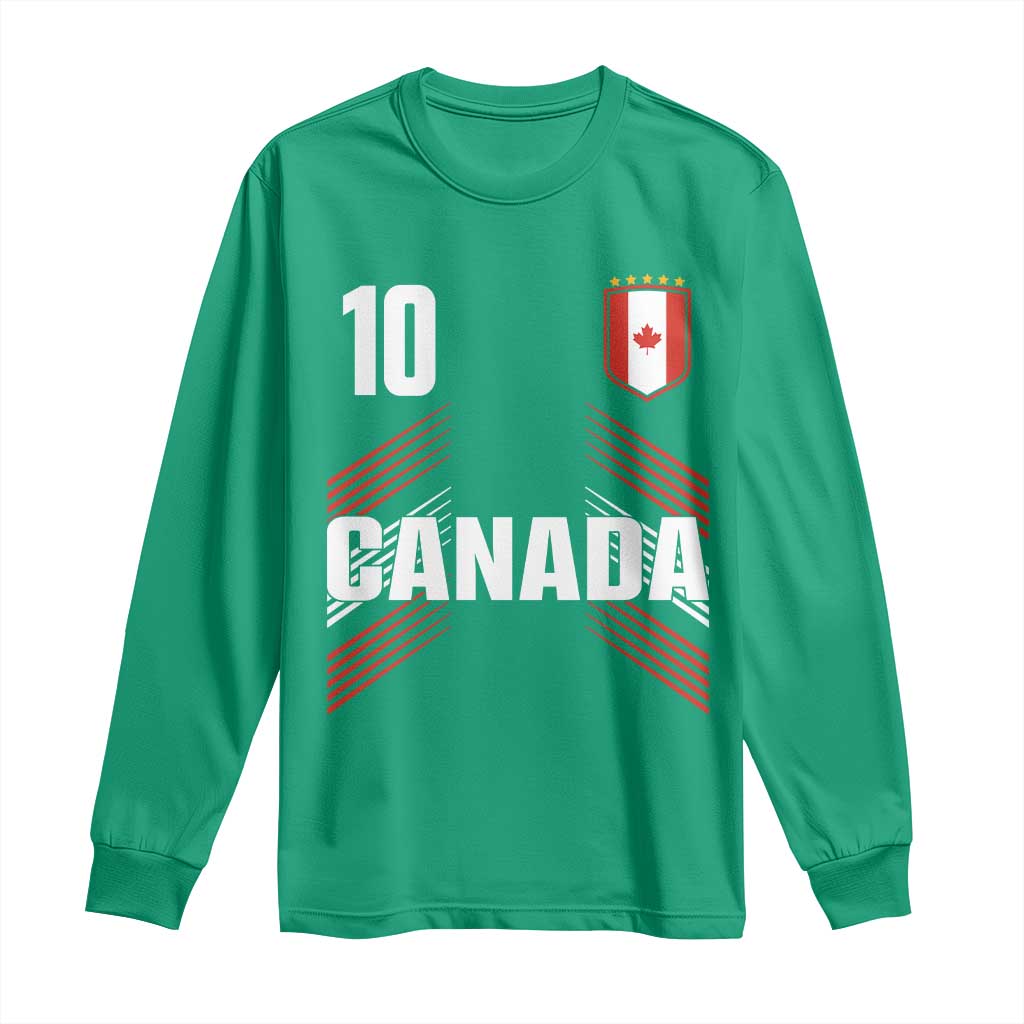 Canada Soccer Sports Graphic Number 10 Jersey Style Long Sleeve Shirt Proud Canadian Football Fans Game Day Pride
