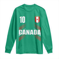 Canada Soccer Sports Graphic Number 10 Jersey Style Long Sleeve Shirt Proud Canadian Football Fans Game Day Pride