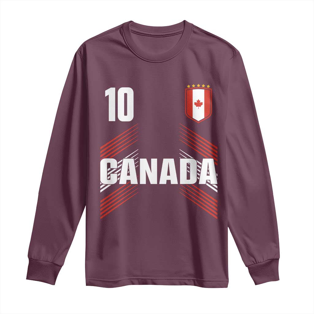 Canada Soccer Sports Graphic Number 10 Jersey Style Long Sleeve Shirt Proud Canadian Football Fans Game Day Pride