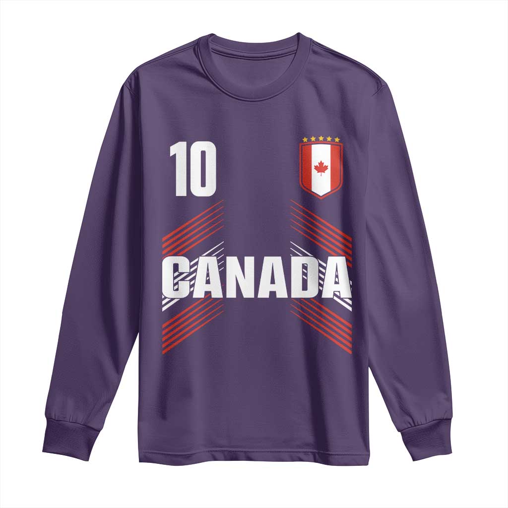 Canada Soccer Sports Graphic Number 10 Jersey Style Long Sleeve Shirt Proud Canadian Football Fans Game Day Pride