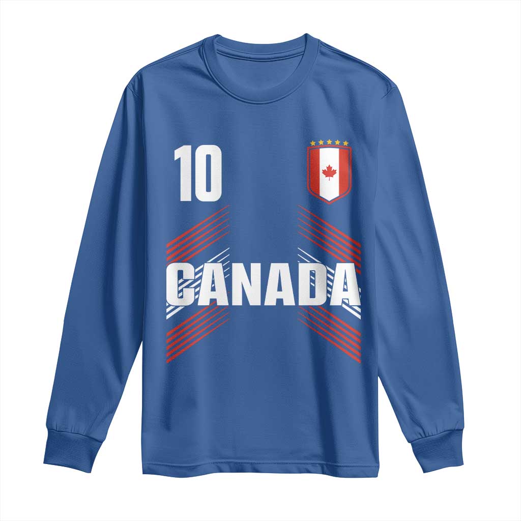 Canada Soccer Sports Graphic Number 10 Jersey Style Long Sleeve Shirt Proud Canadian Football Fans Game Day Pride