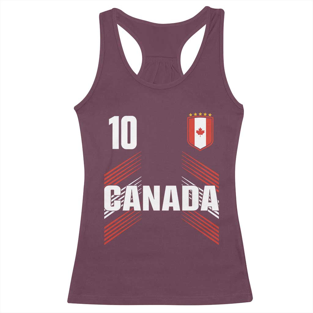 Canada Soccer Sports Graphic Number 10 Jersey Style Racerback Tank Top Proud Canadian Football Fans Game Day Pride