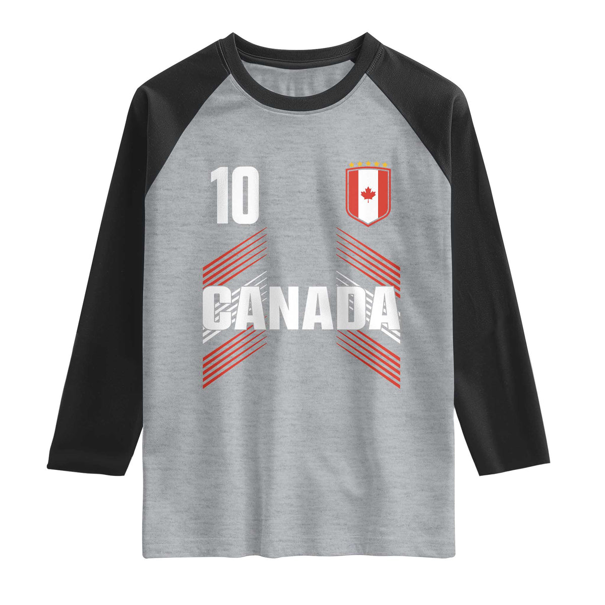 Canada Soccer Sports Graphic Number 10 Jersey Style Raglan Shirt Proud Canadian Football Fans Game Day Pride