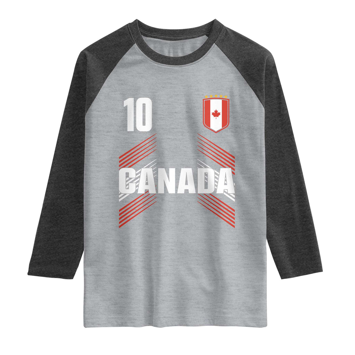 Canada Soccer Sports Graphic Number 10 Jersey Style Raglan Shirt Proud Canadian Football Fans Game Day Pride