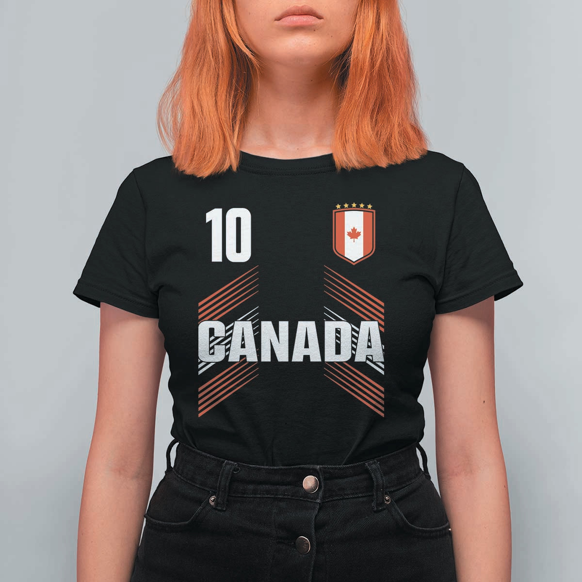 Canada Soccer Sports Graphic Number 10 Jersey Style T Shirt For Women Proud Canadian Football Fans Game Day Pride
