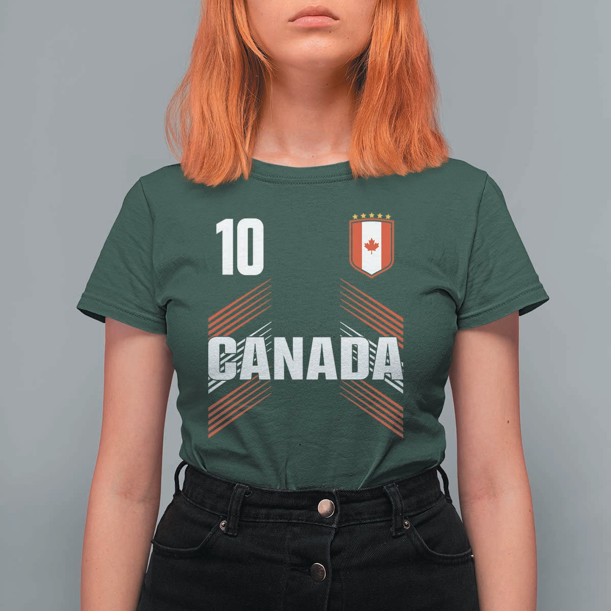 Canada Soccer Sports Graphic Number 10 Jersey Style T Shirt For Women Proud Canadian Football Fans Game Day Pride