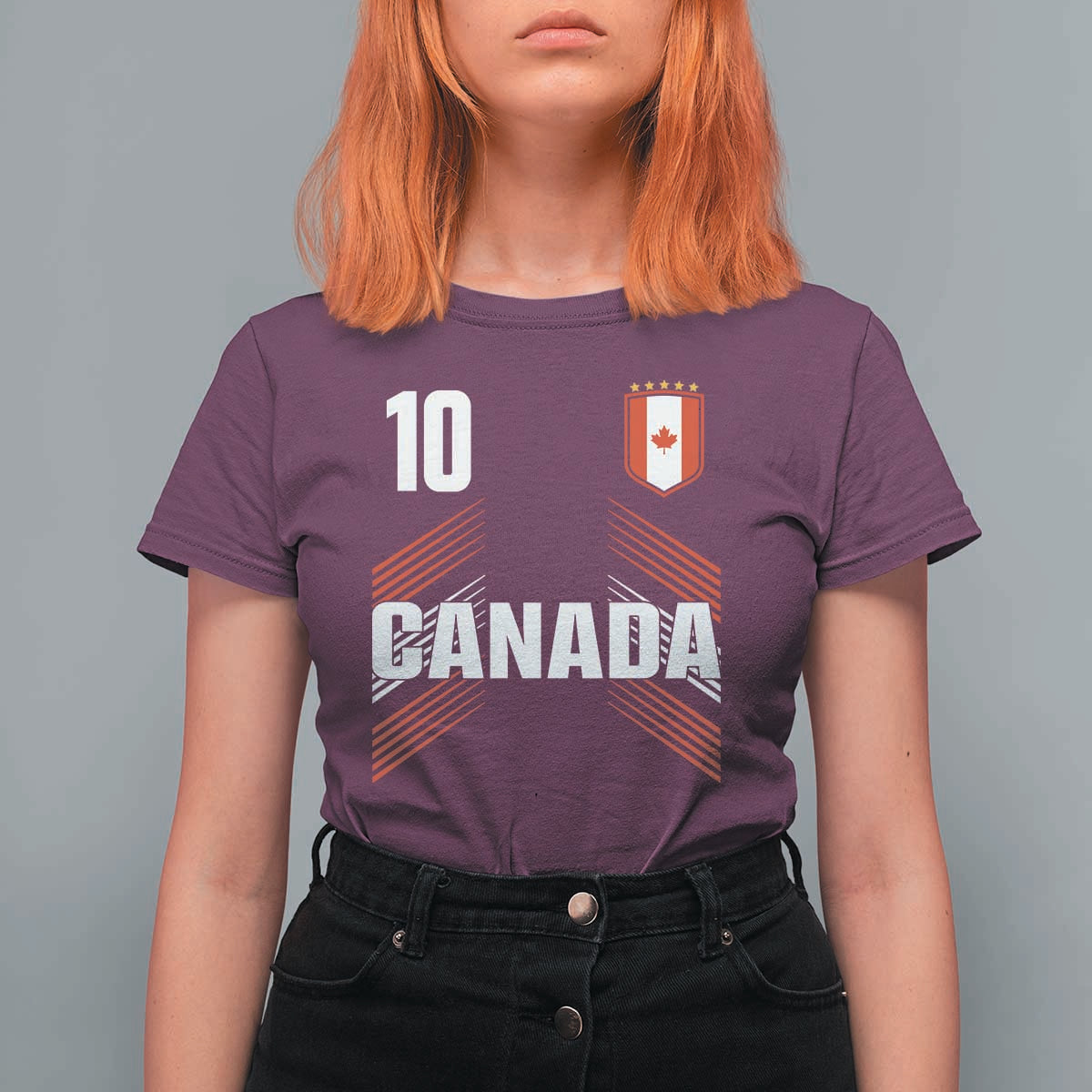 Canada Soccer Sports Graphic Number 10 Jersey Style T Shirt For Women Proud Canadian Football Fans Game Day Pride