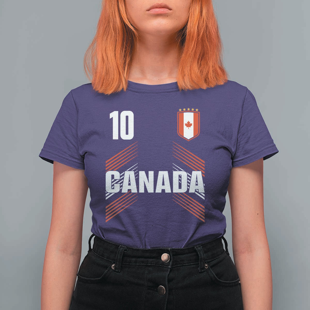 Canada Soccer Sports Graphic Number 10 Jersey Style T Shirt For Women Proud Canadian Football Fans Game Day Pride