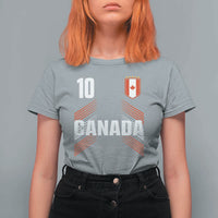 Canada Soccer Sports Graphic Number 10 Jersey Style T Shirt For Women Proud Canadian Football Fans Game Day Pride