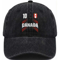 Canada Soccer Sports Graphic Number 10 Jersey Style Washed Cotton Baseball Cap Proud Canadian Football Fans Game Day Pride