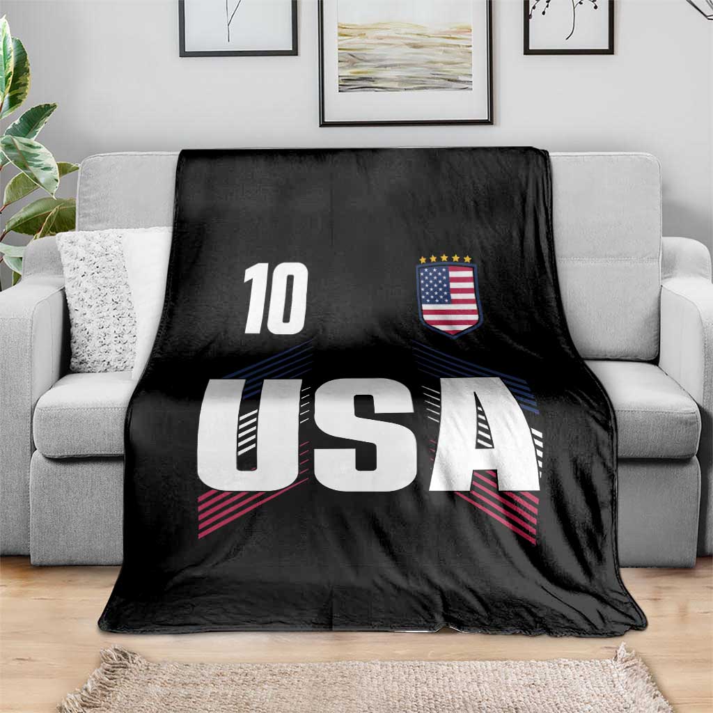 USA Soccer Sports Graphic Number 10 Jersey Style Throw Blanket Proud Fans Game Day Pride