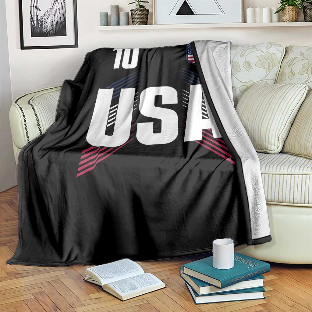 USA Soccer Sports Graphic Number 10 Jersey Style Throw Blanket Proud Fans Game Day Pride