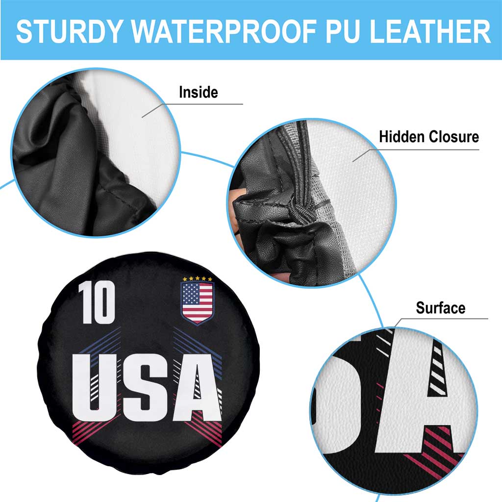 USA Soccer Sports Graphic Number 10 Jersey Style Spare Tire Cover Proud Fans Game Day Pride