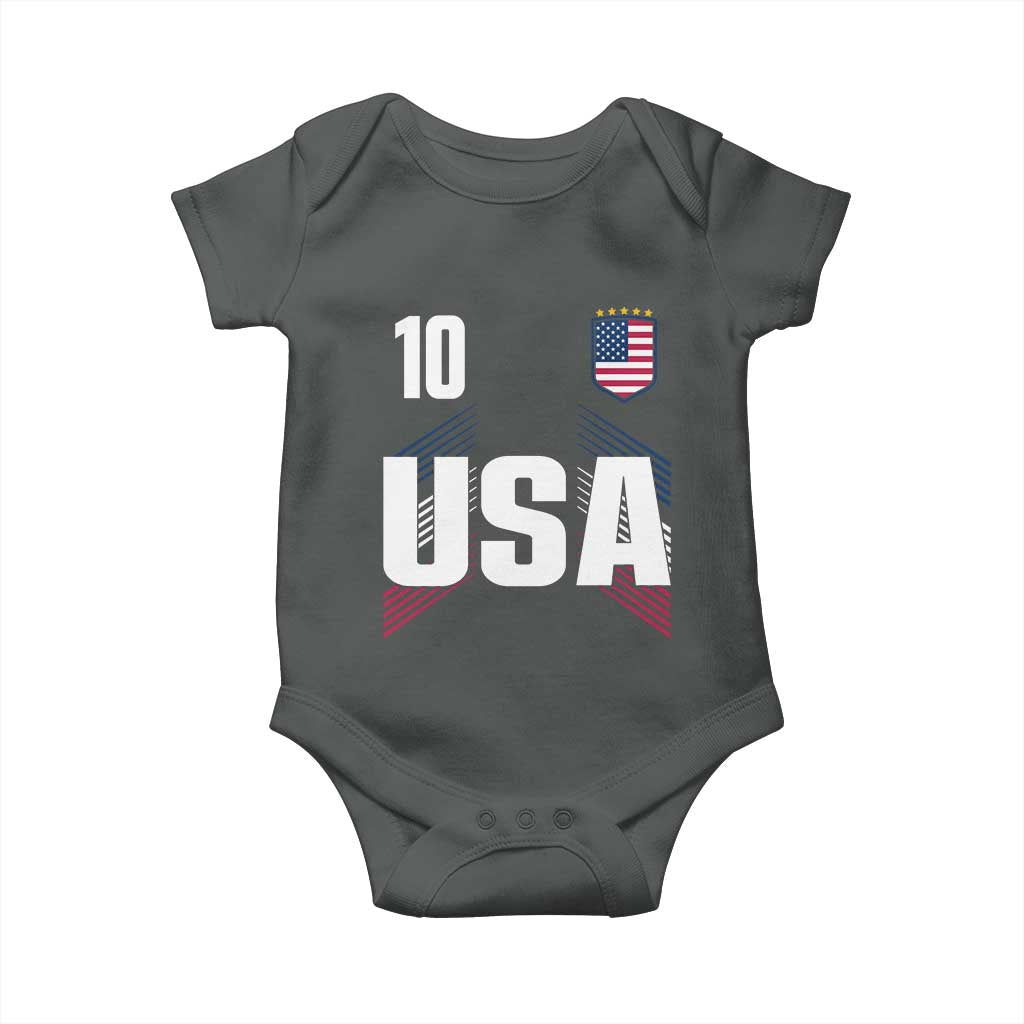 USA Soccer Sports Graphic Number 10 Jersey Style Baby Onesie Proud Fans Game Day Pride