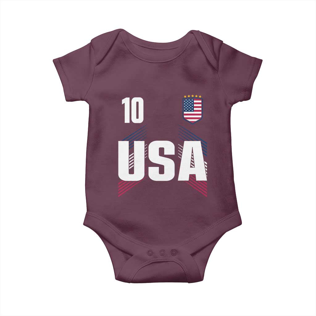 USA Soccer Sports Graphic Number 10 Jersey Style Baby Onesie Proud Fans Game Day Pride