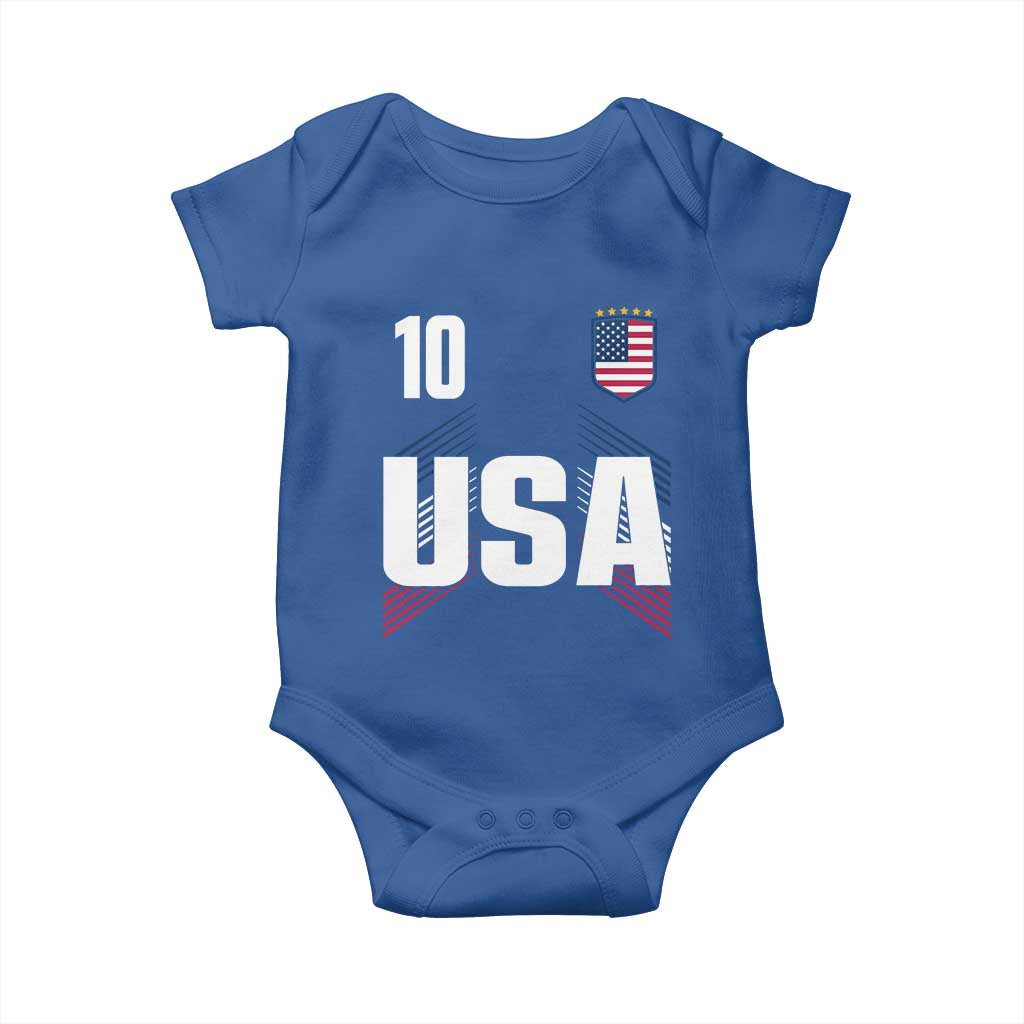USA Soccer Sports Graphic Number 10 Jersey Style Baby Onesie Proud Fans Game Day Pride