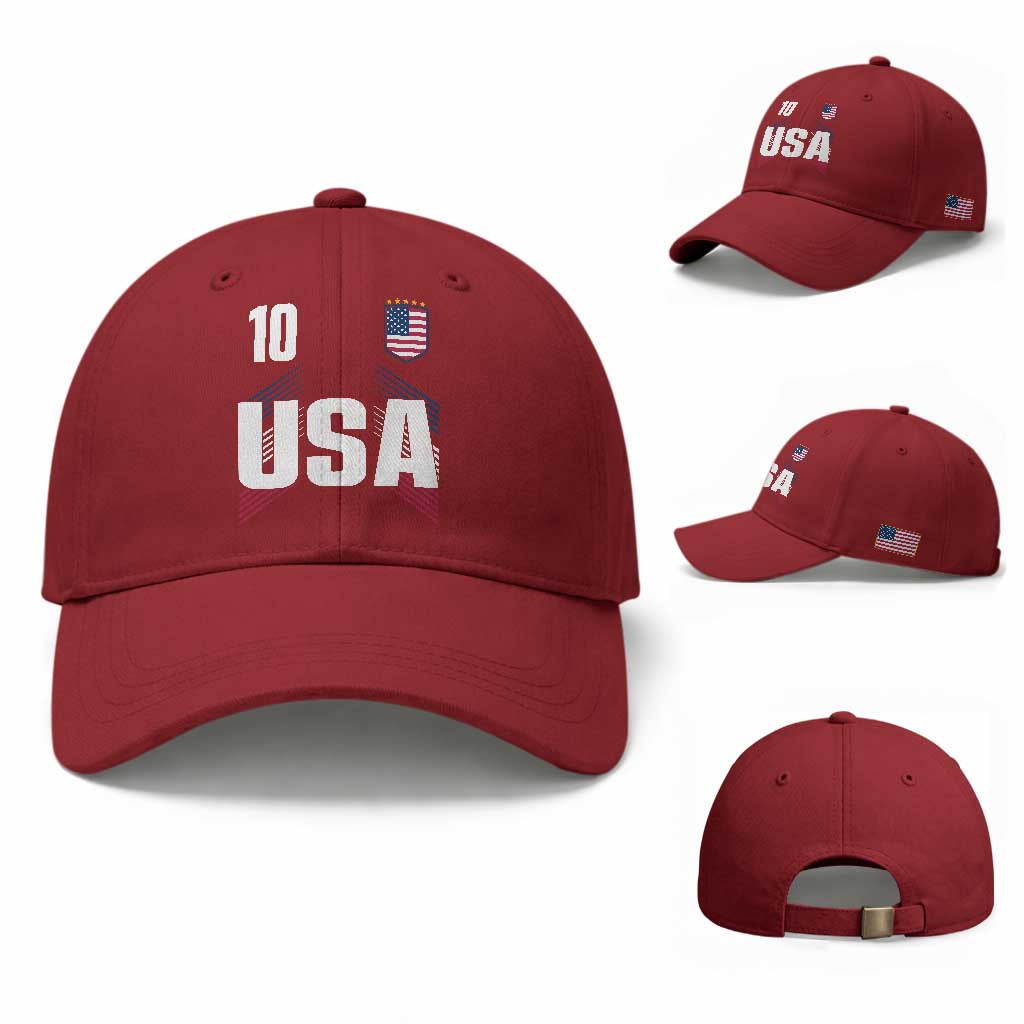 USA Soccer Sports Graphic Number 10 Jersey Style Baseball Cap Proud Fans Game Day Pride