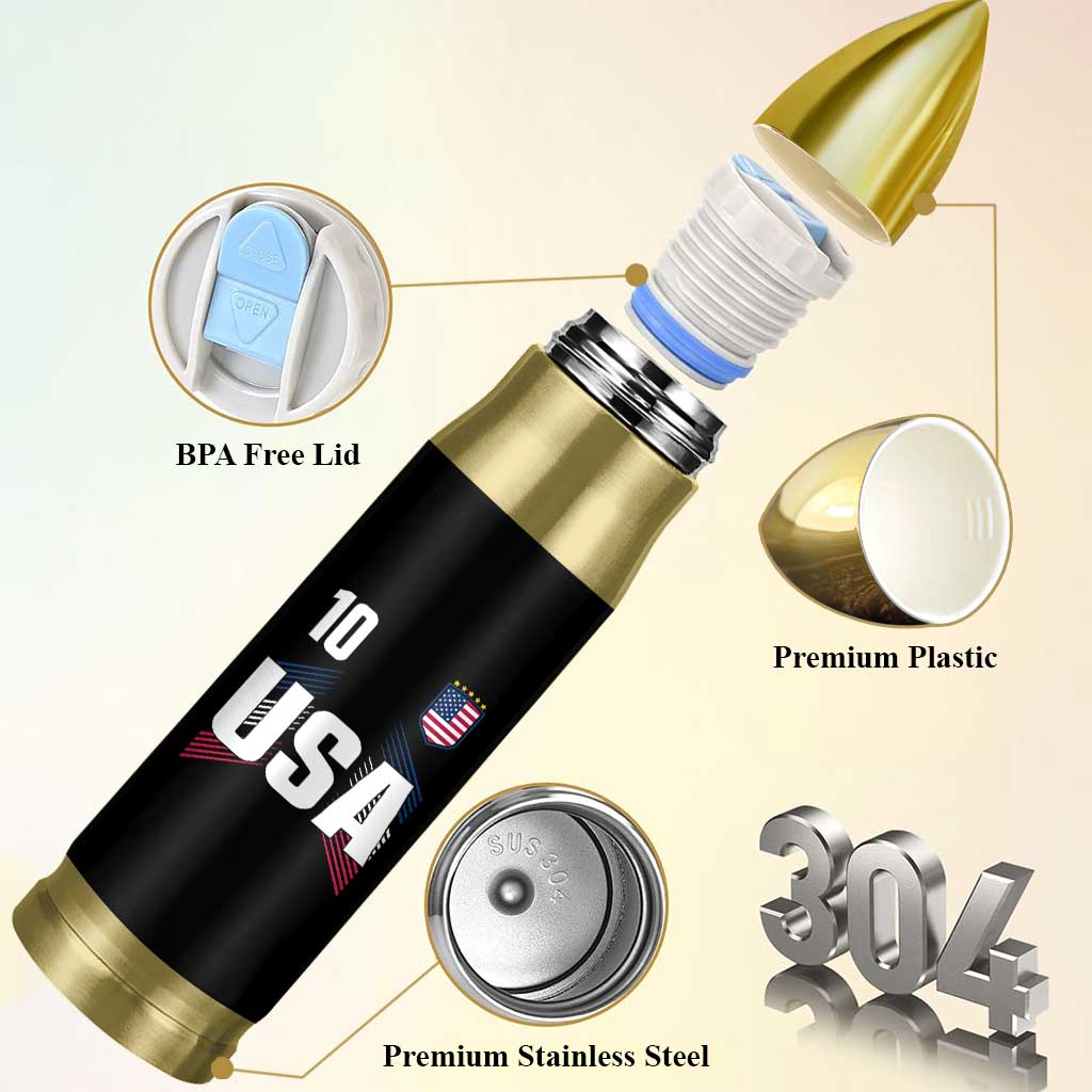 USA Soccer Sports Graphic Number 10 Jersey Style Bullet Tumbler Proud Fans Game Day Pride