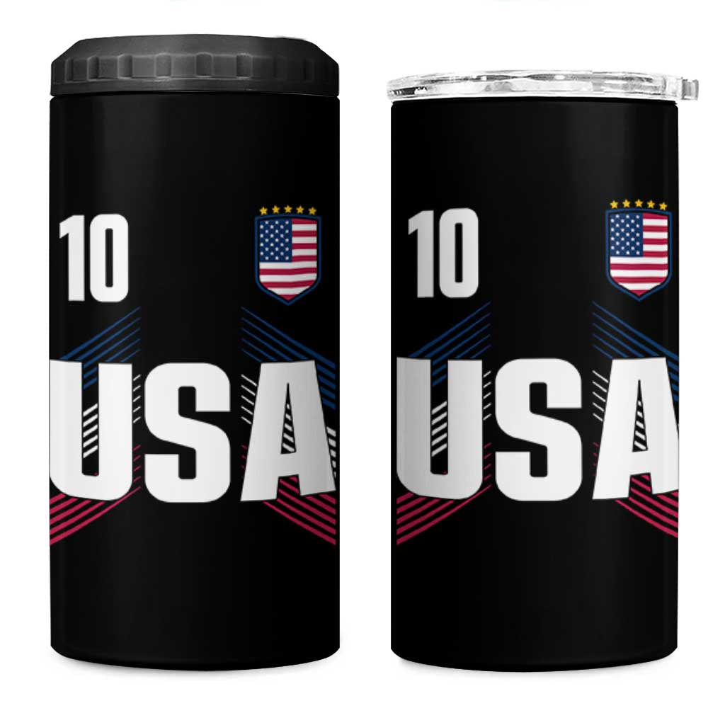 USA Soccer Sports Graphic Number 10 Jersey Style 4 in 1 Can Cooler Tumbler Proud Fans Game Day Pride