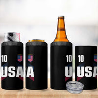 USA Soccer Sports Graphic Number 10 Jersey Style 4 in 1 Can Cooler Tumbler Proud Fans Game Day Pride