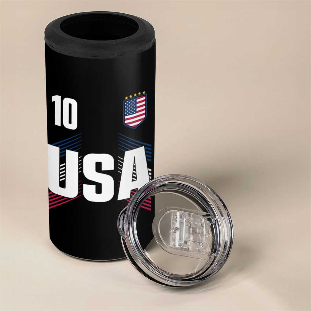 USA Soccer Sports Graphic Number 10 Jersey Style 4 in 1 Can Cooler Tumbler Proud Fans Game Day Pride