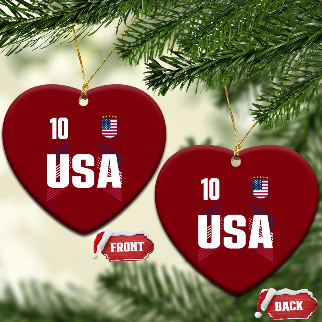 USA Soccer Sports Graphic Number 10 Jersey Style Ceramic Ornament Proud Fans Game Day Pride