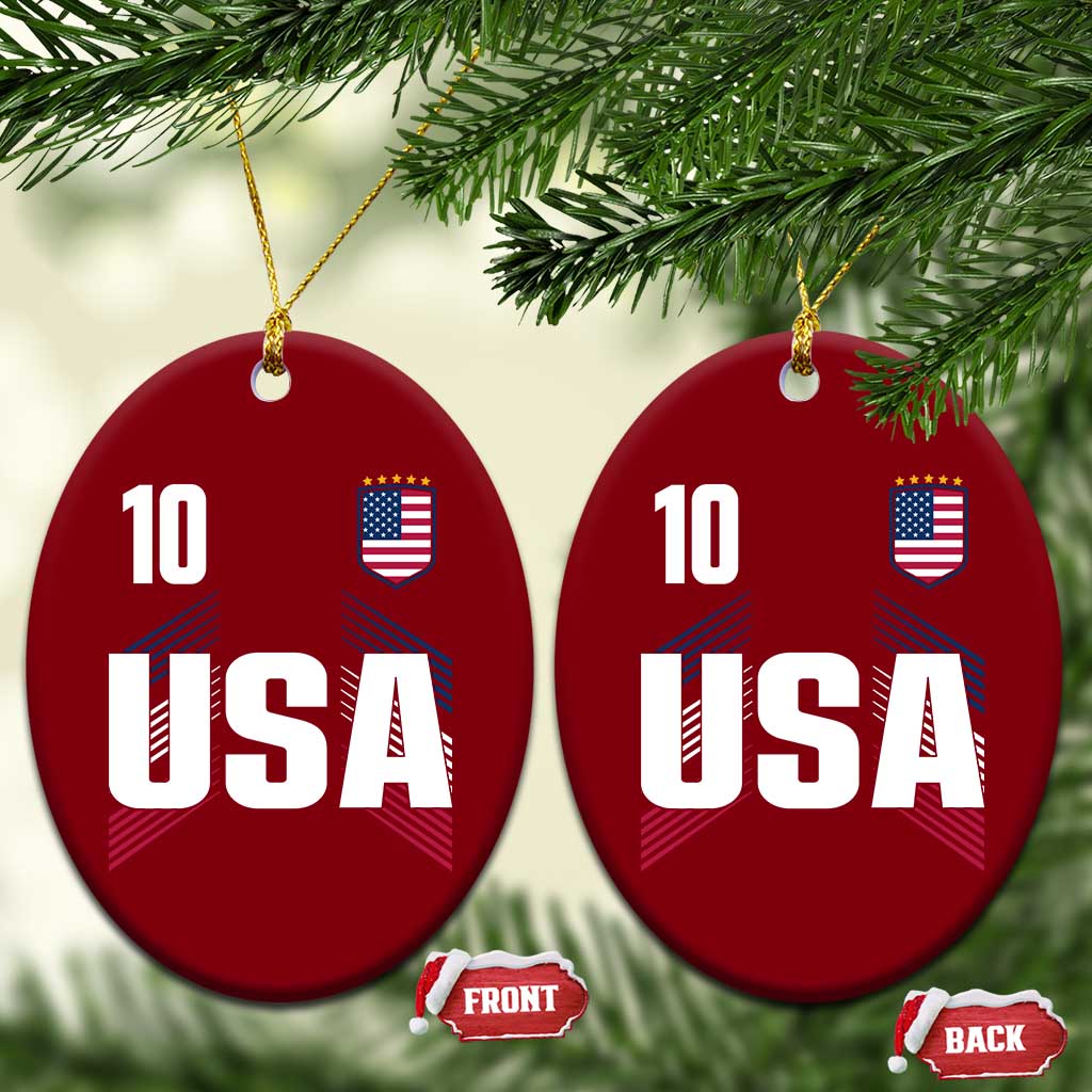 USA Soccer Sports Graphic Number 10 Jersey Style Ceramic Ornament Proud Fans Game Day Pride