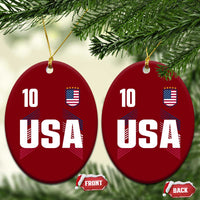 USA Soccer Sports Graphic Number 10 Jersey Style Ceramic Ornament Proud Fans Game Day Pride
