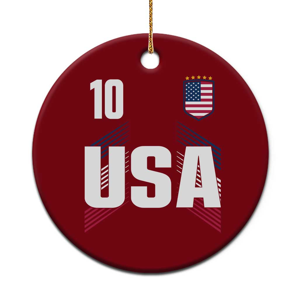 USA Soccer Sports Graphic Number 10 Jersey Style Ceramic Ornament Proud Fans Game Day Pride