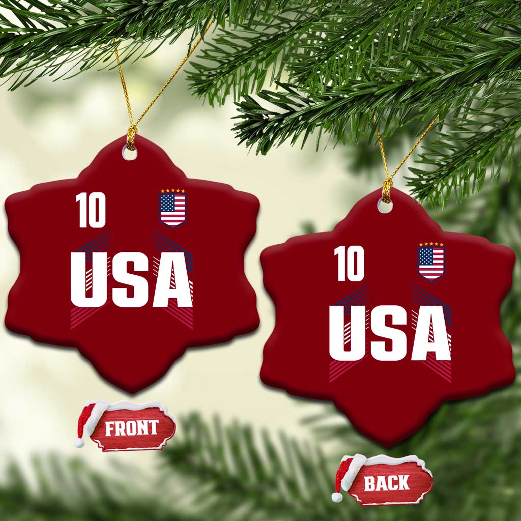 USA Soccer Sports Graphic Number 10 Jersey Style Ceramic Ornament Proud Fans Game Day Pride