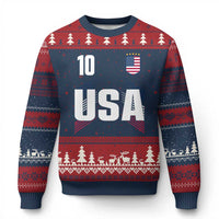 USA Soccer Sports Graphic Number 10 Jersey Style Ugly Christmas Sweater Proud Fans Game Day Pride