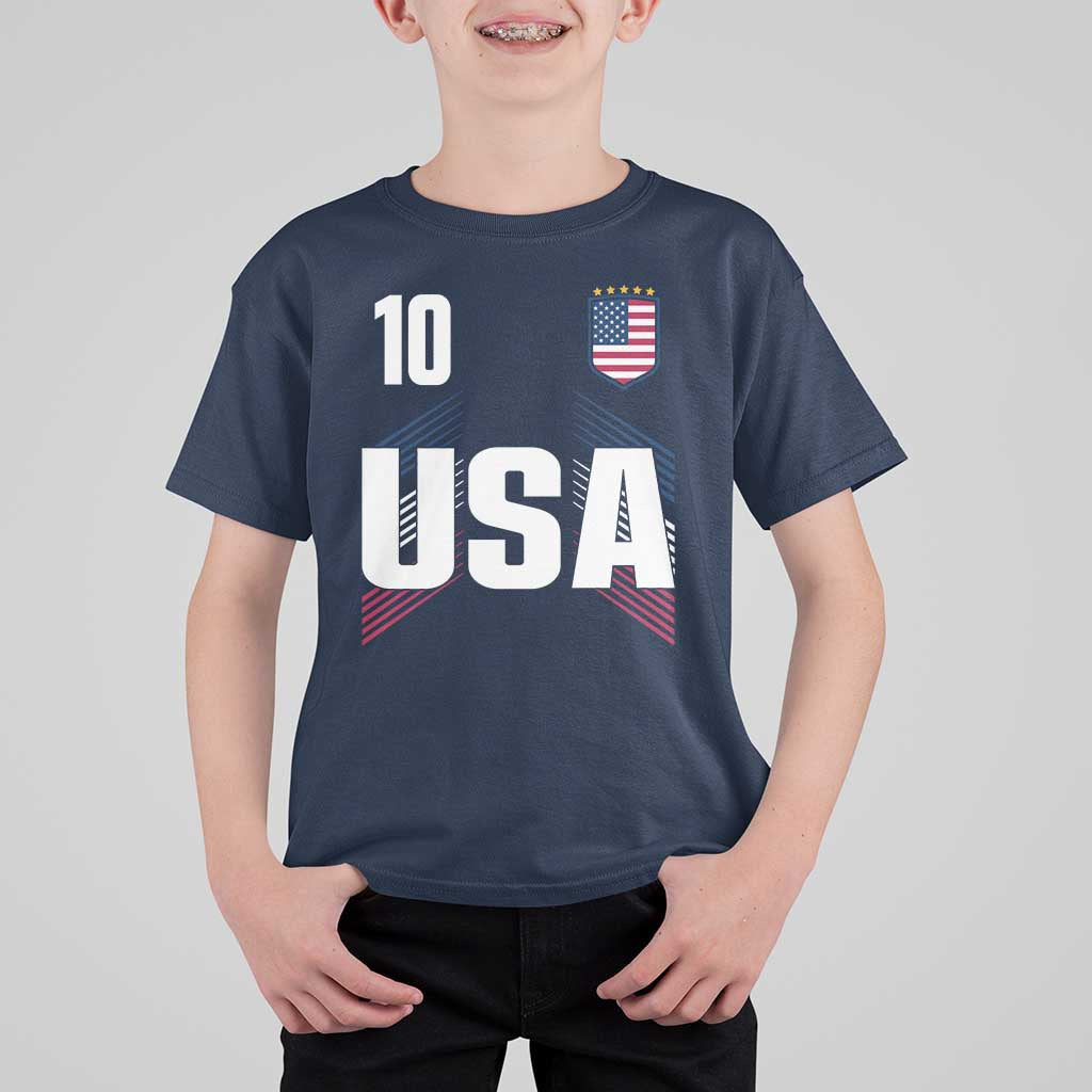 USA Soccer Sports Graphic Number 10 Jersey Style T Shirt For Kid Proud Fans Game Day Pride