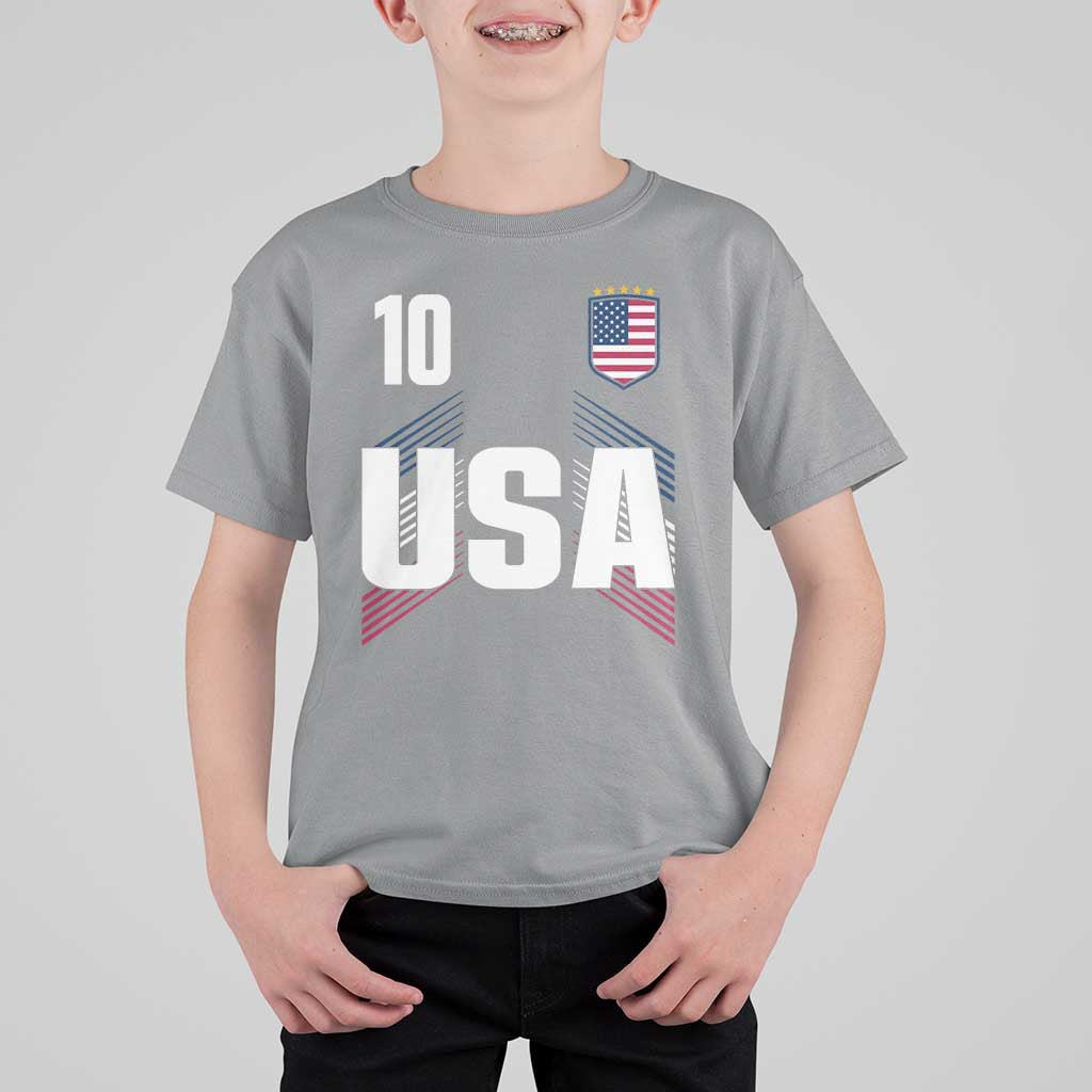 USA Soccer Sports Graphic Number 10 Jersey Style T Shirt For Kid Proud Fans Game Day Pride