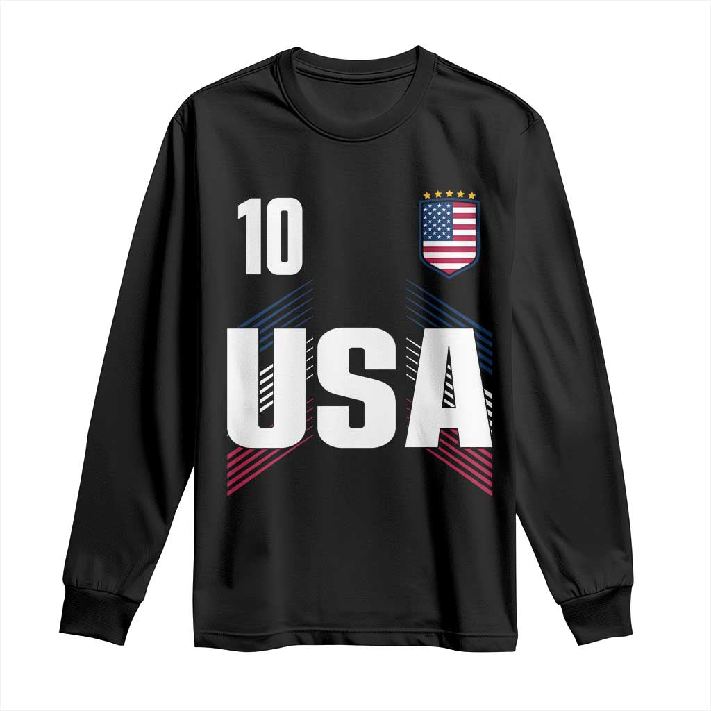 USA Soccer Sports Graphic Number 10 Jersey Style Long Sleeve Shirt Proud Fans Game Day Pride