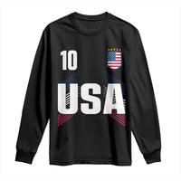 USA Soccer Sports Graphic Number 10 Jersey Style Long Sleeve Shirt Proud Fans Game Day Pride