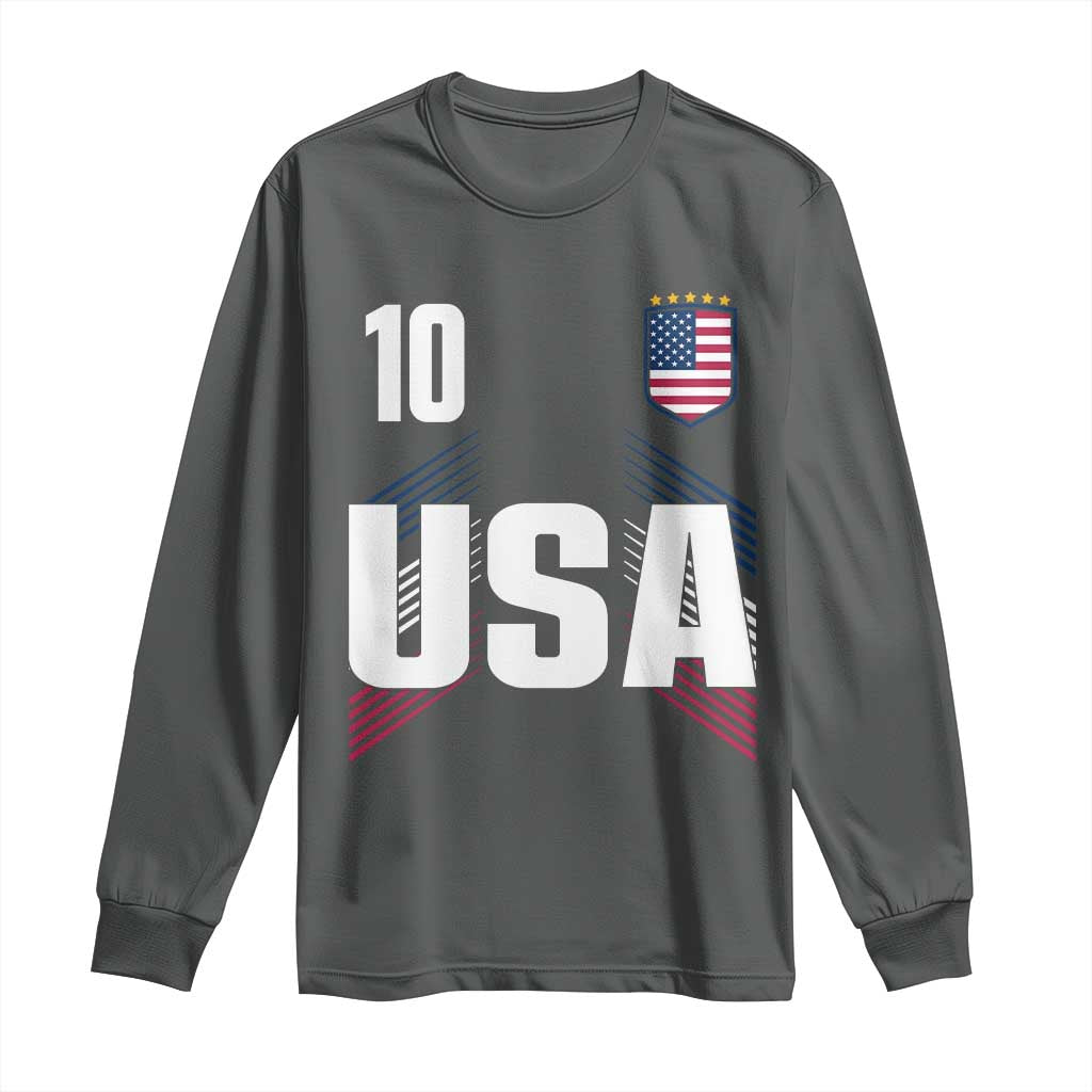 USA Soccer Sports Graphic Number 10 Jersey Style Long Sleeve Shirt Proud Fans Game Day Pride