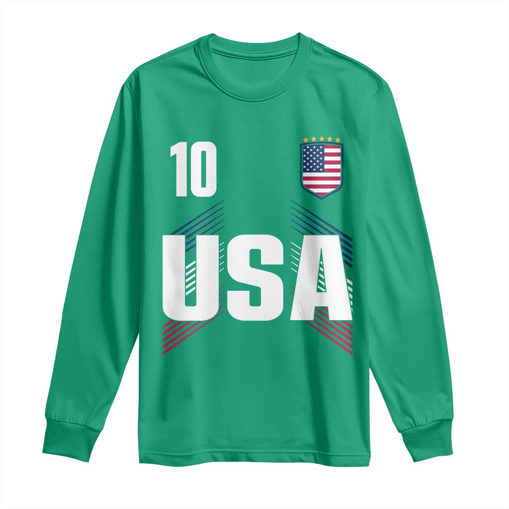 USA Soccer Sports Graphic Number 10 Jersey Style Long Sleeve Shirt Proud Fans Game Day Pride