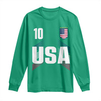 USA Soccer Sports Graphic Number 10 Jersey Style Long Sleeve Shirt Proud Fans Game Day Pride