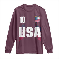 USA Soccer Sports Graphic Number 10 Jersey Style Long Sleeve Shirt Proud Fans Game Day Pride