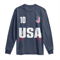 USA Soccer Sports Graphic Number 10 Jersey Style Long Sleeve Shirt Proud Fans Game Day Pride
