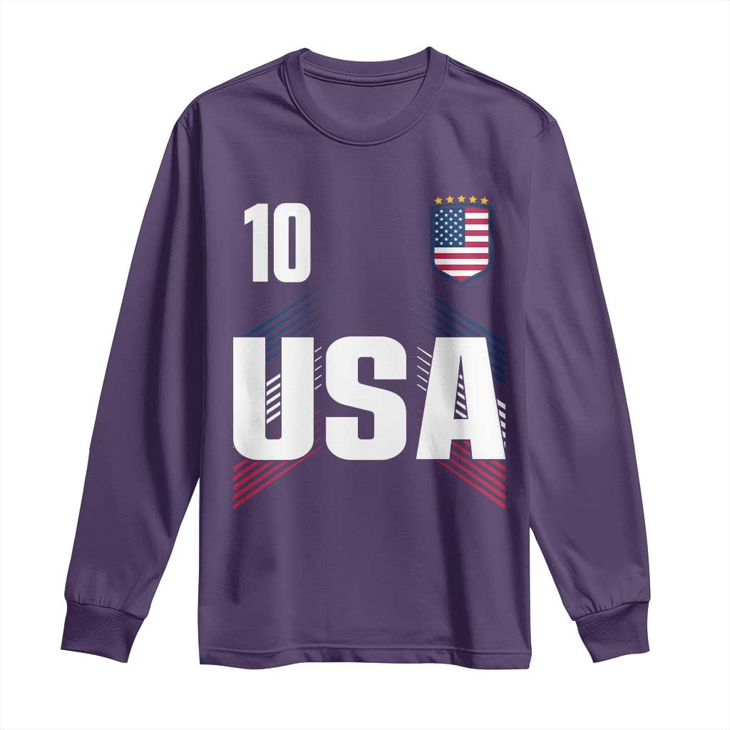 USA Soccer Sports Graphic Number 10 Jersey Style Long Sleeve Shirt Proud Fans Game Day Pride
