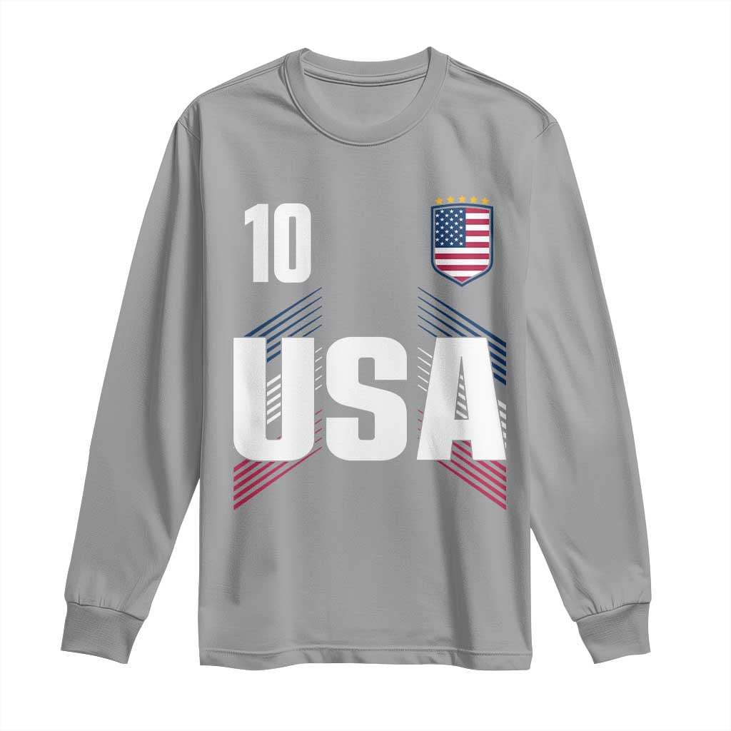 USA Soccer Sports Graphic Number 10 Jersey Style Long Sleeve Shirt Proud Fans Game Day Pride