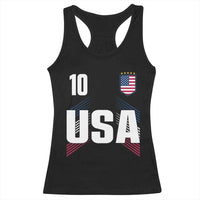 USA Soccer Sports Graphic Number 10 Jersey Style Racerback Tank Top Proud Fans Game Day Pride