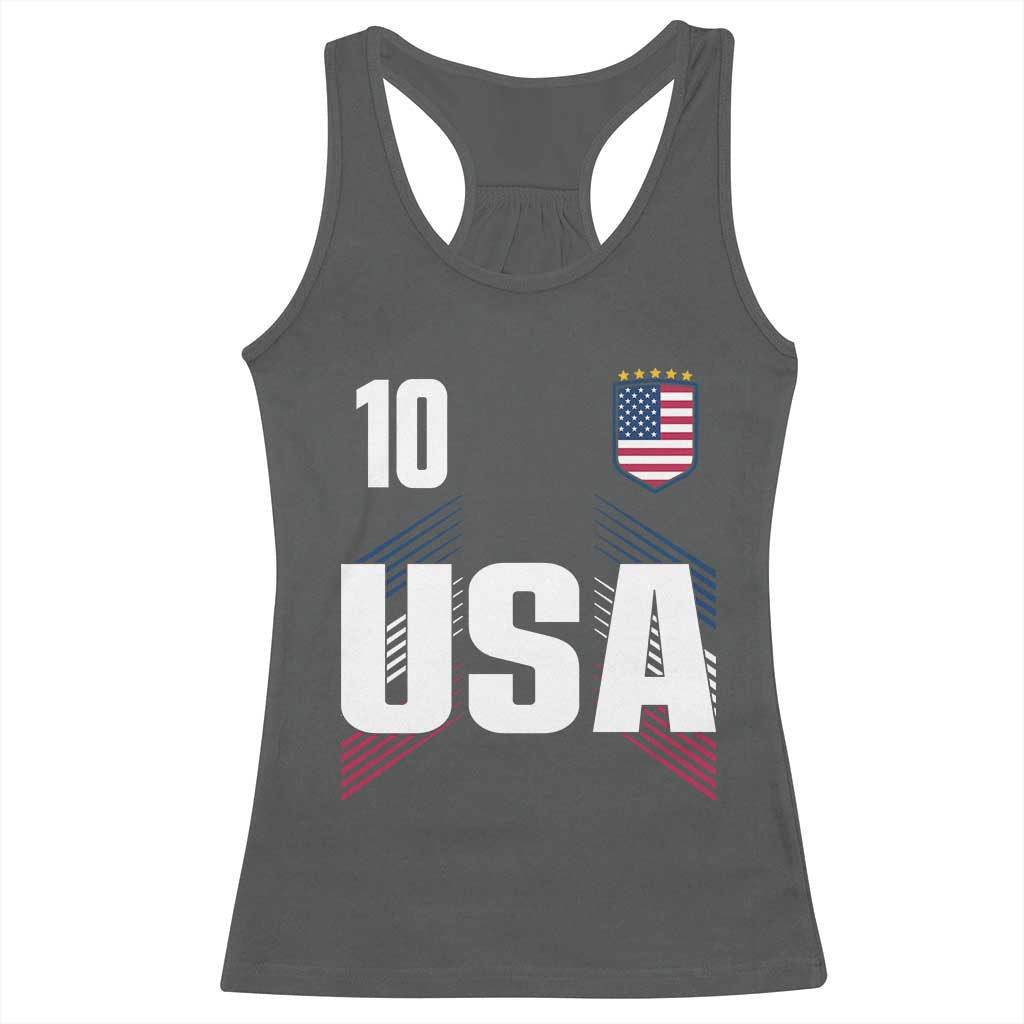 USA Soccer Sports Graphic Number 10 Jersey Style Racerback Tank Top Proud Fans Game Day Pride