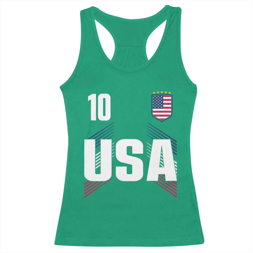 USA Soccer Sports Graphic Number 10 Jersey Style Racerback Tank Top Proud Fans Game Day Pride